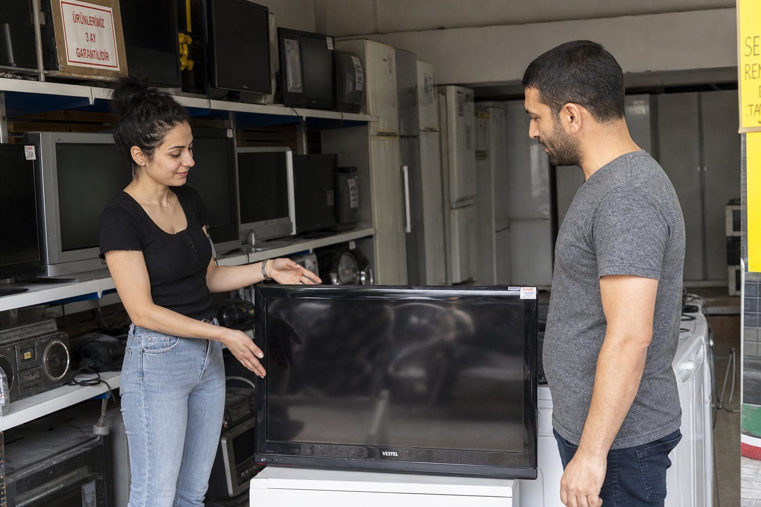 İkinci el televizyon ve elektronik eşya satış bölümü